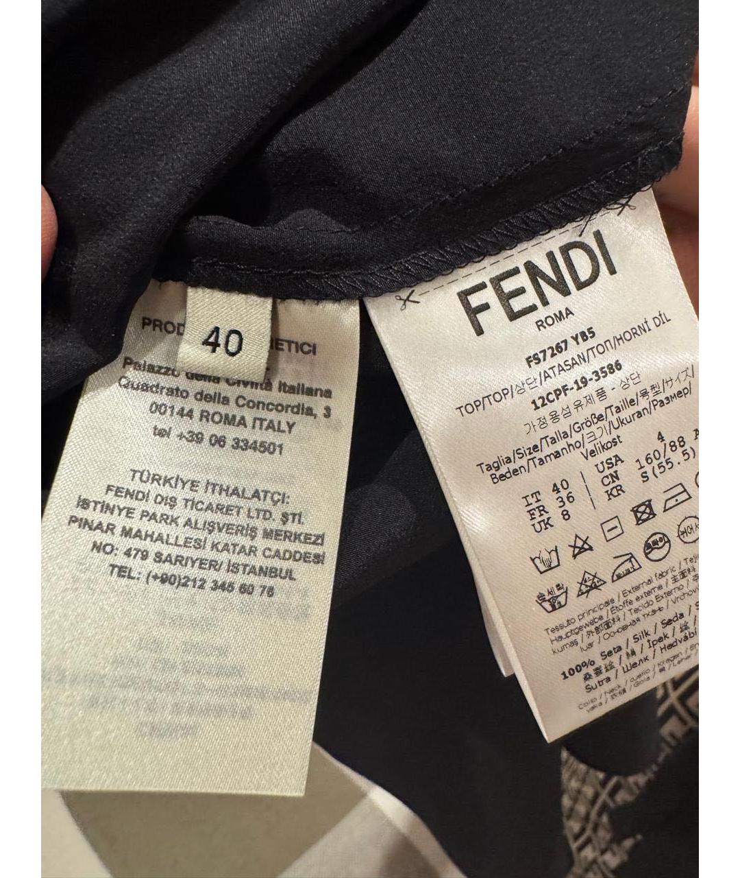 FENDI Черная шелковая блузы, фото 4