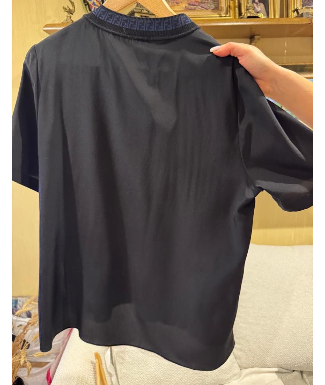 FENDI Черная шелковая блузы, фото 2