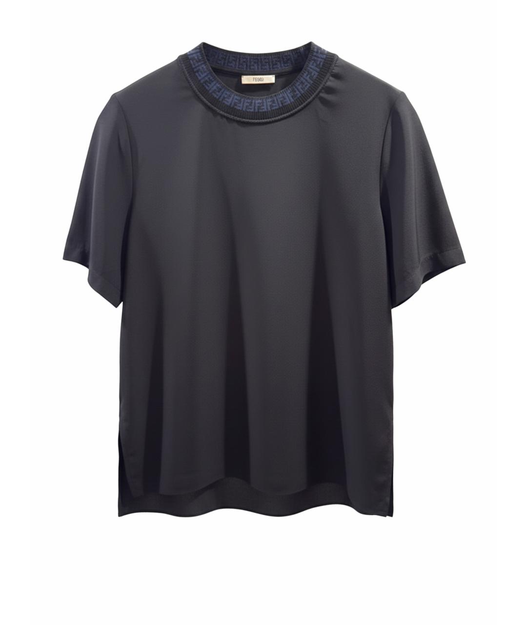 FENDI Черная шелковая блузы, фото 1
