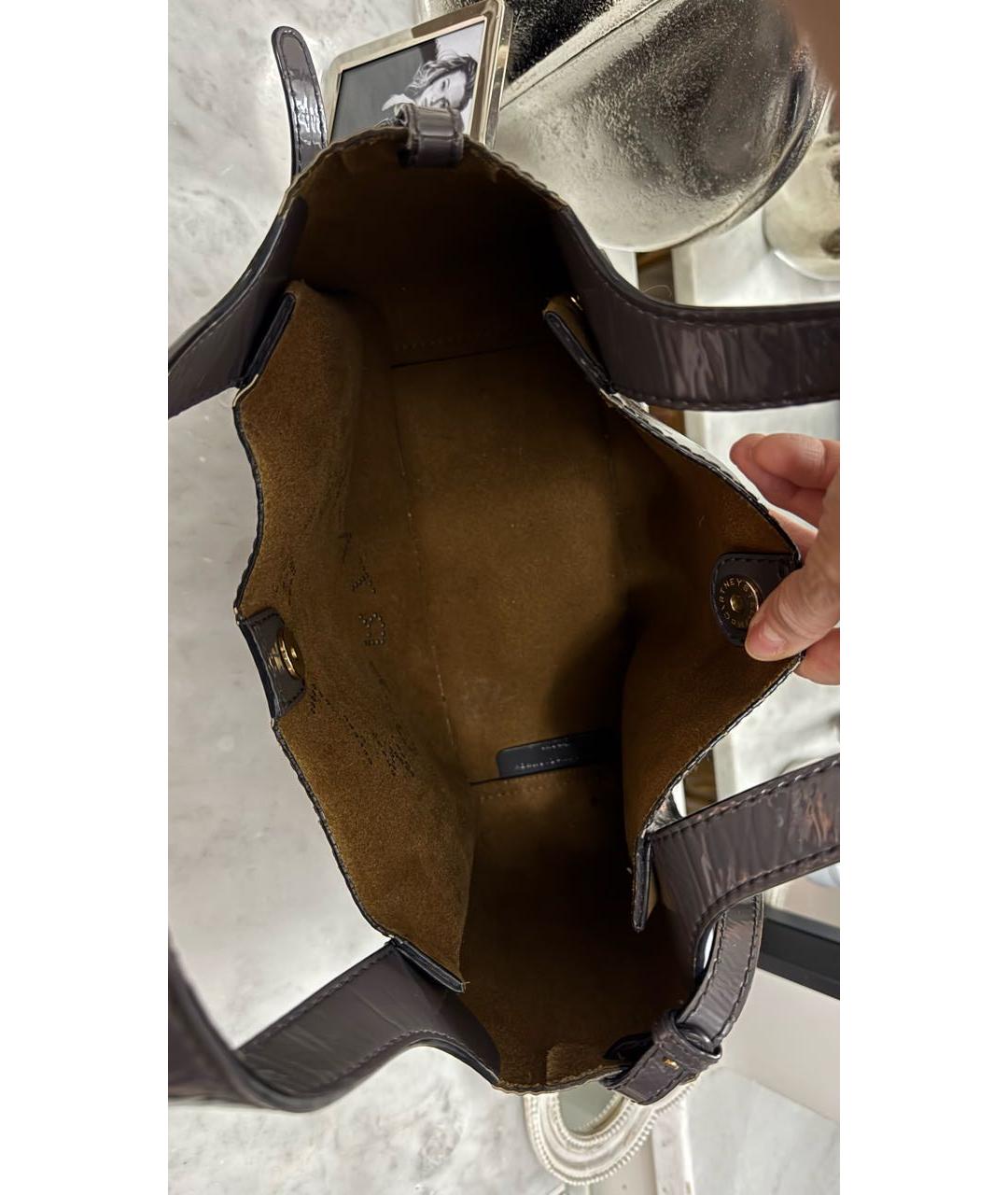 STELLA MCCARTNEY Серая сумка тоут из лакированной кожи, фото 2