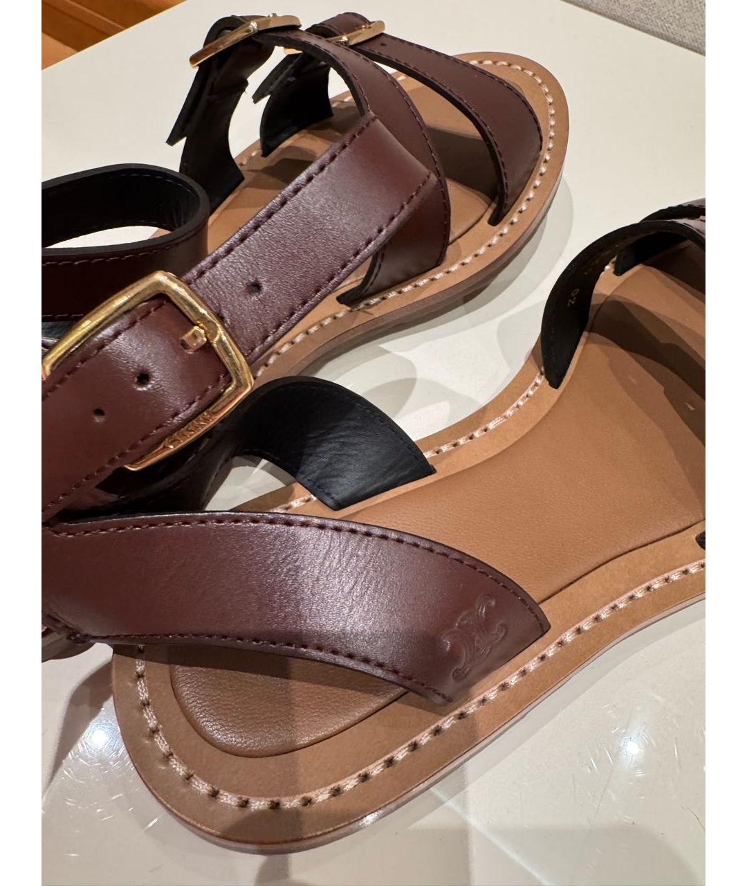 CELINE Коричневые кожаные босоножки, фото 5
