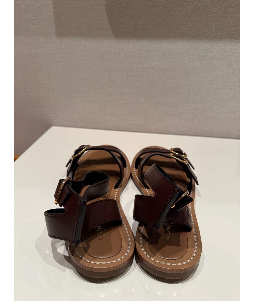 CELINE Коричневые кожаные босоножки, фото 4