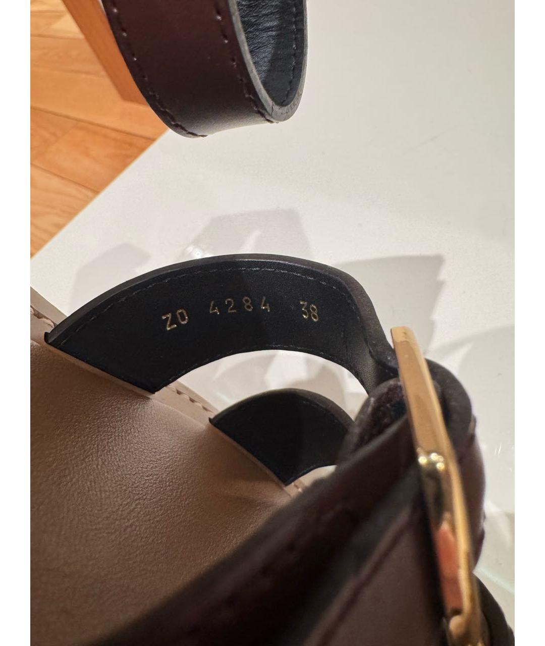 CELINE Коричневые кожаные босоножки, фото 6