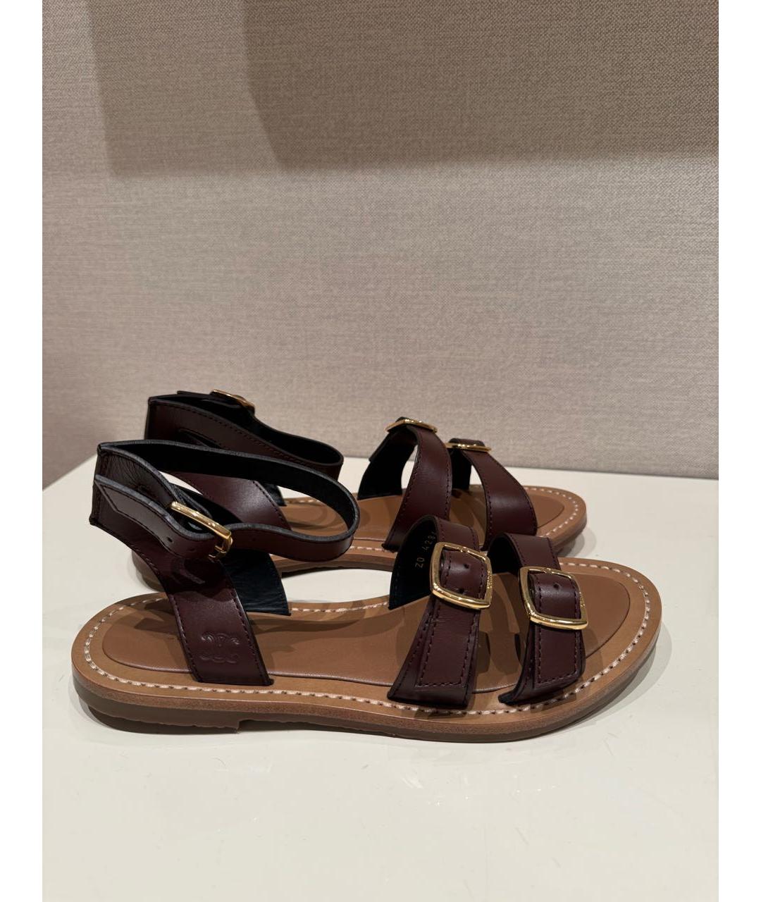 CELINE Коричневые кожаные босоножки, фото 8
