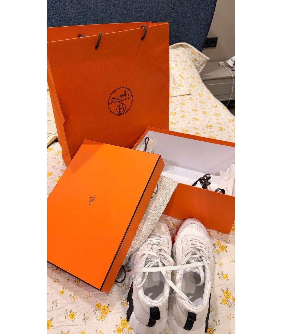 HERMES Белые кожаные низкие кроссовки / кеды, фото 5