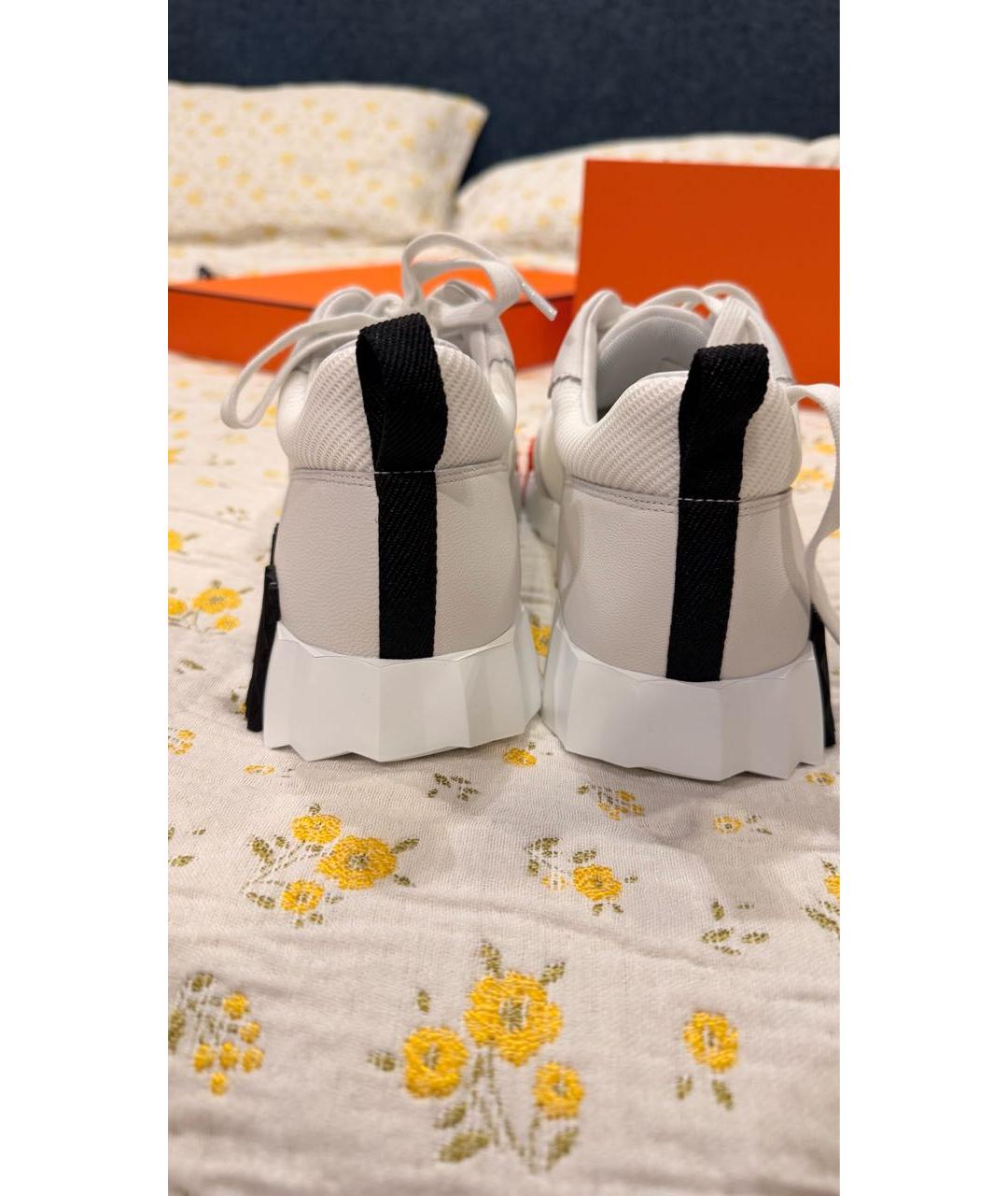 HERMES Белые кожаные низкие кроссовки / кеды, фото 4