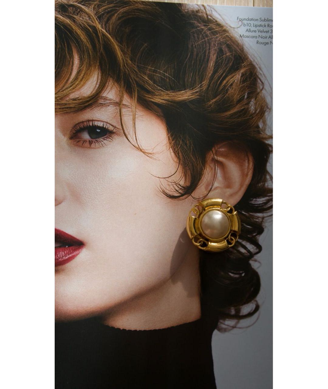 CHANEL Золотые позолоченные клипсы, фото 3