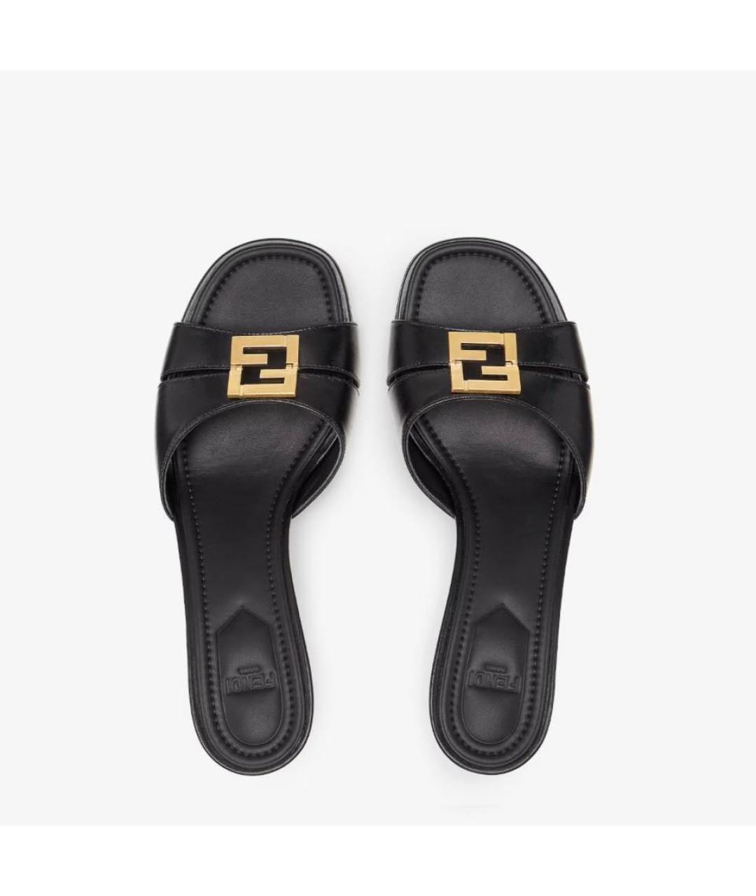 FENDI Черные кожаные мюли, фото 4