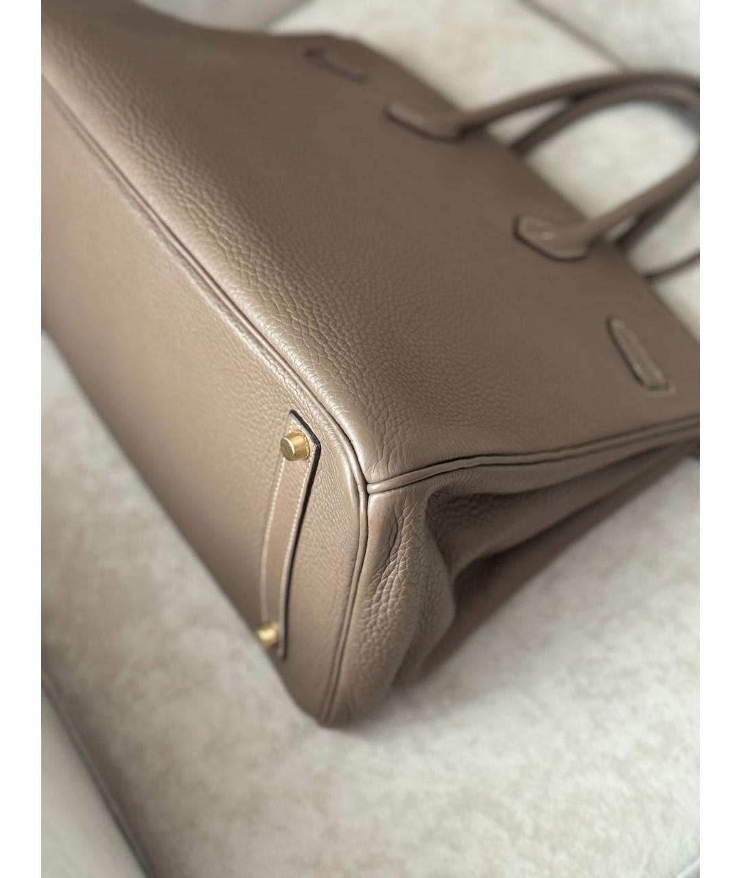 HERMES Бежевая кожаная сумка с короткими ручками, фото 7