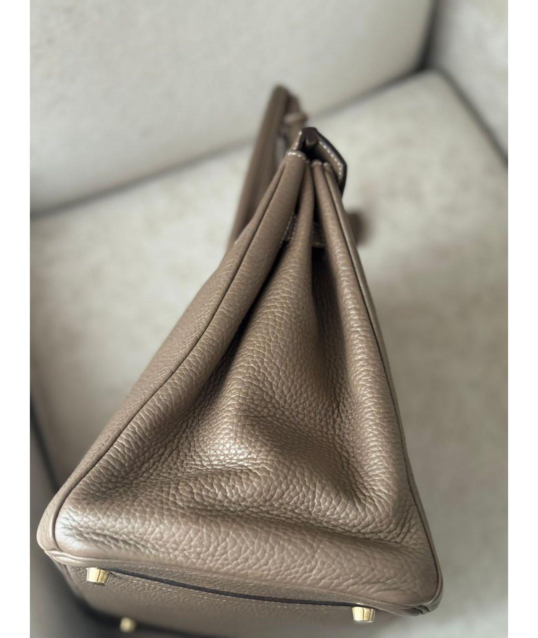 HERMES Бежевая кожаная сумка с короткими ручками, фото 3