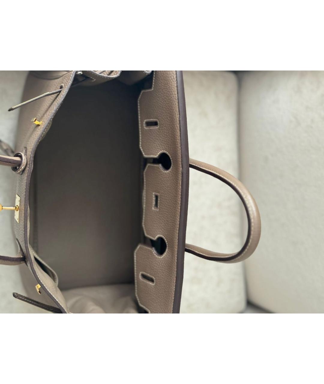 HERMES Бежевая кожаная сумка с короткими ручками, фото 5