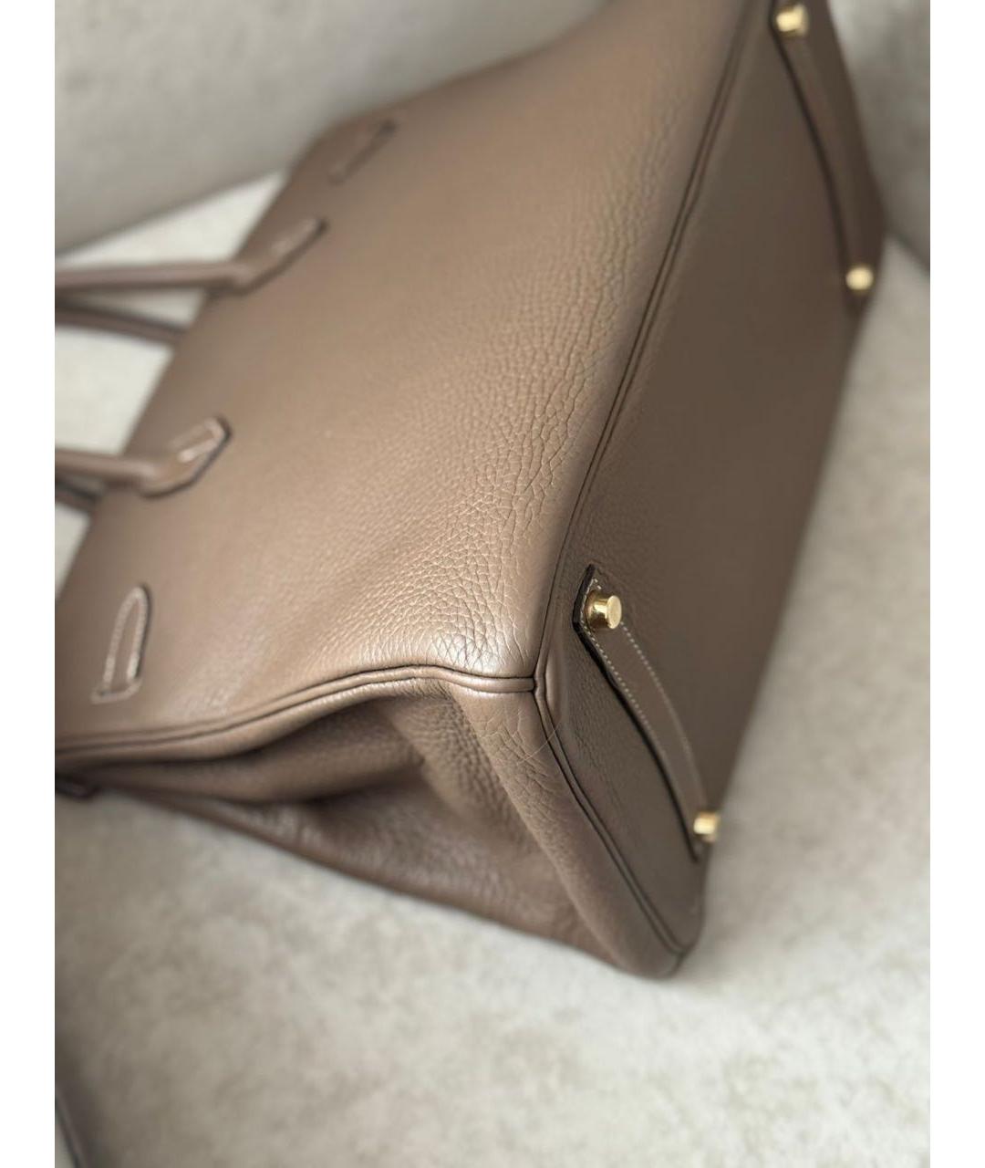 HERMES Бежевая кожаная сумка с короткими ручками, фото 8