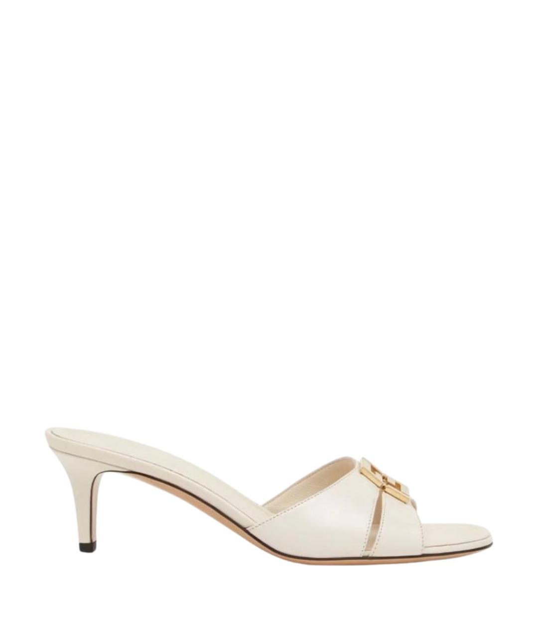 FENDI Белые кожаные мюли, фото 1