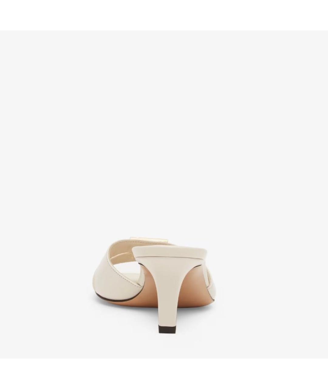 FENDI Белые кожаные мюли, фото 3