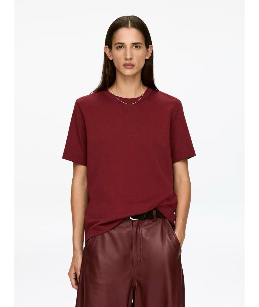 ARKET Бордовая хлопковая футболка, фото 3