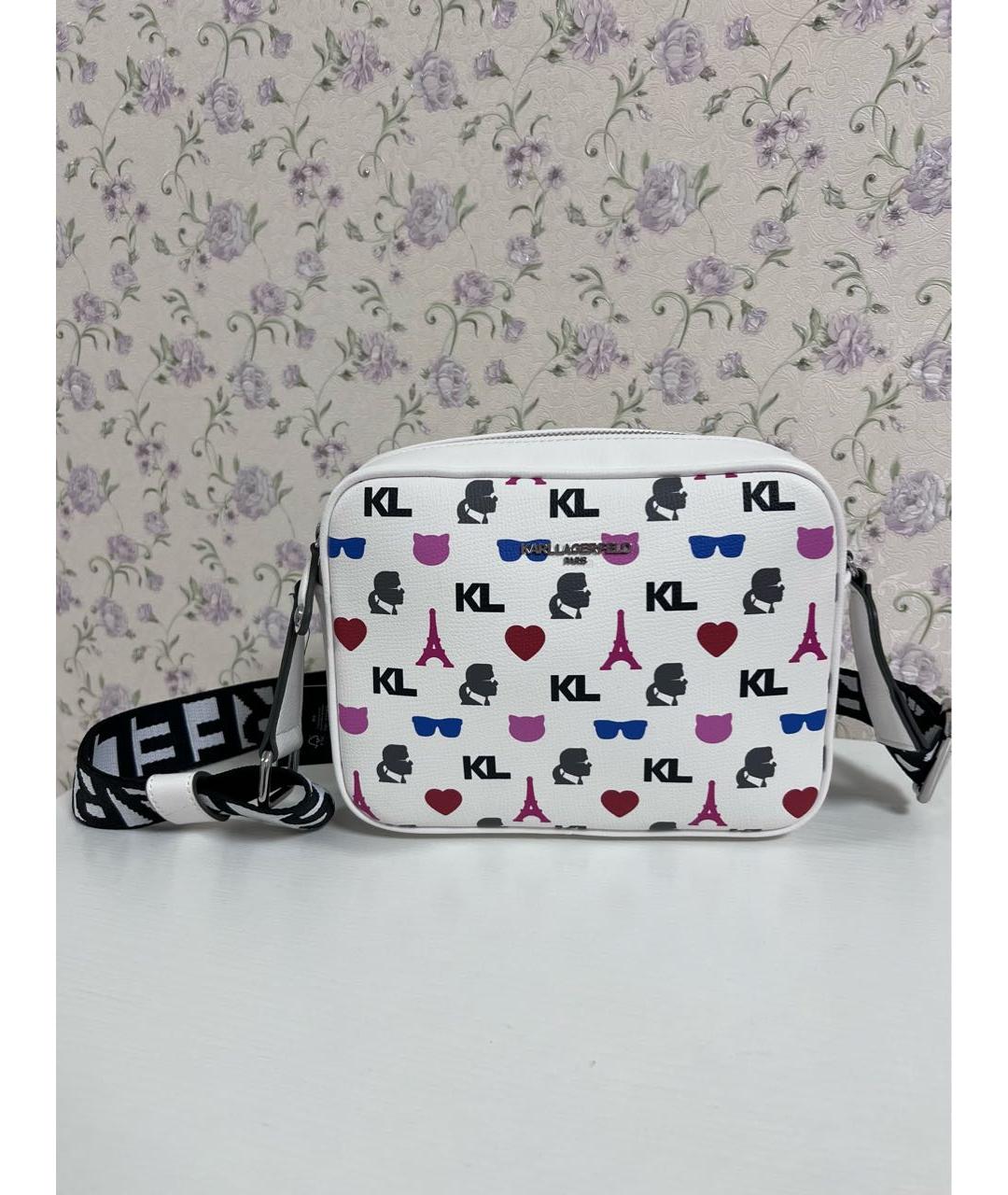 KARL LAGERFELD Белая сумка через плечо из искусственной кожи, фото 6