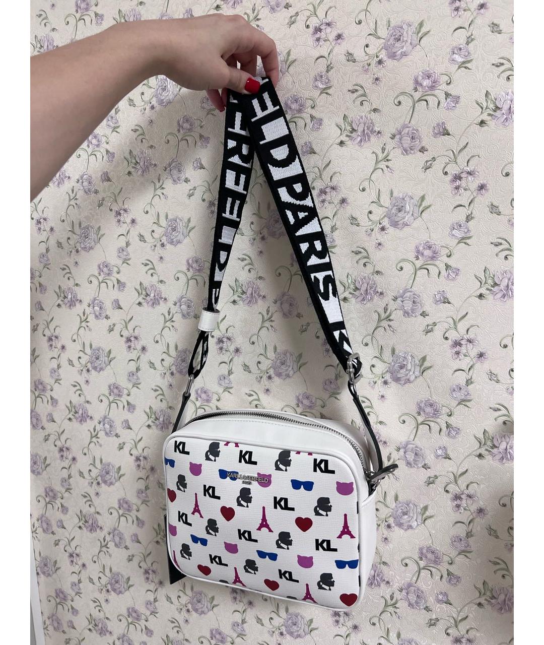 KARL LAGERFELD Белая сумка через плечо из искусственной кожи, фото 5