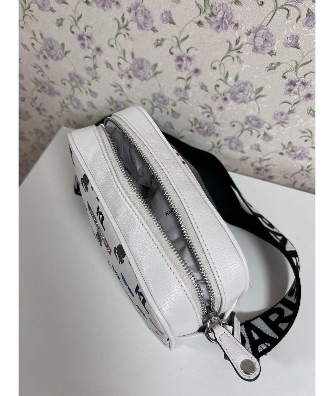 KARL LAGERFELD Белая сумка через плечо из искусственной кожи, фото 4