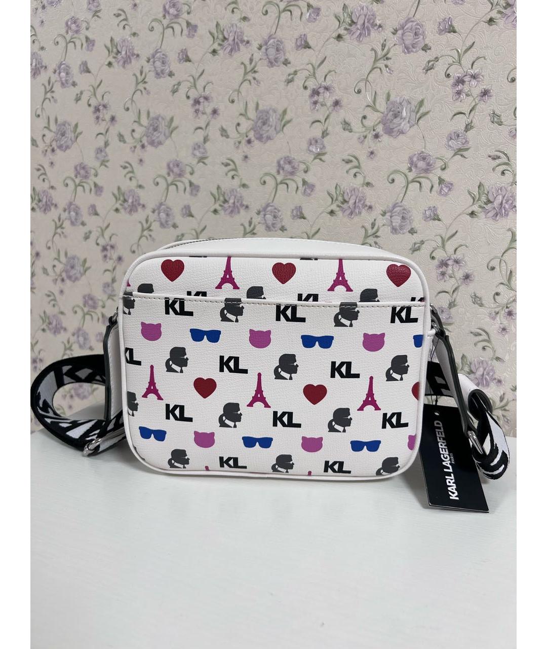 KARL LAGERFELD Белая сумка через плечо из искусственной кожи, фото 3