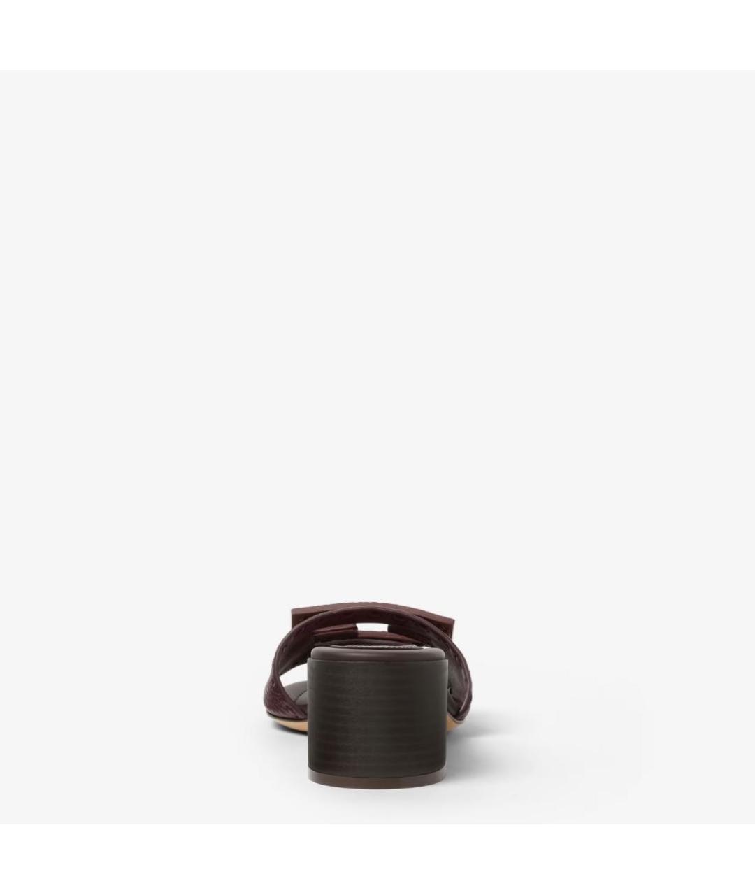 FENDI Бордовые кожаные шлепанцы, фото 3