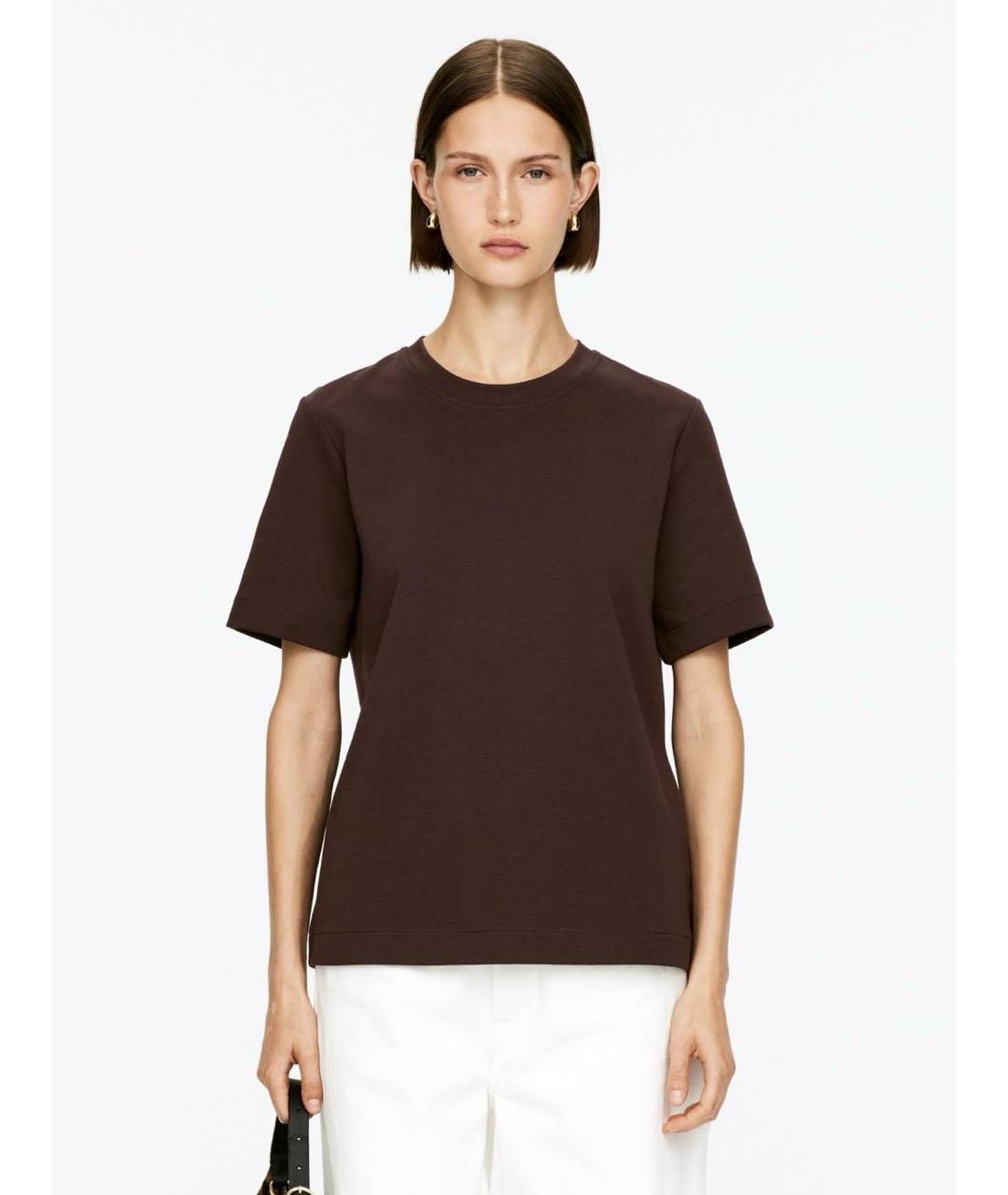 ARKET Коричневая хлопковая футболка, фото 2