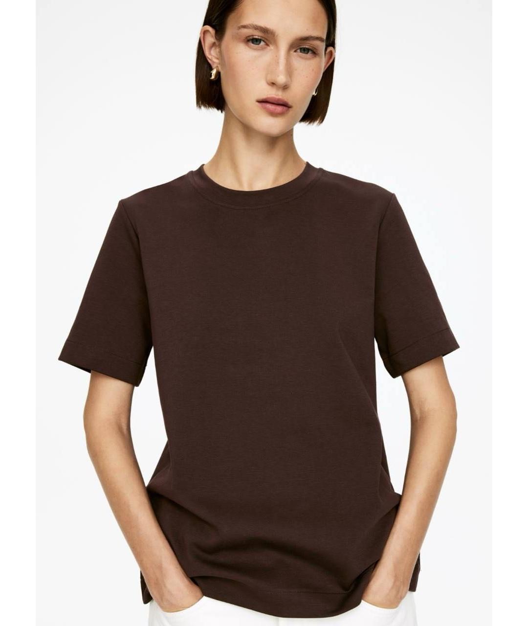 ARKET Коричневая хлопковая футболка, фото 3