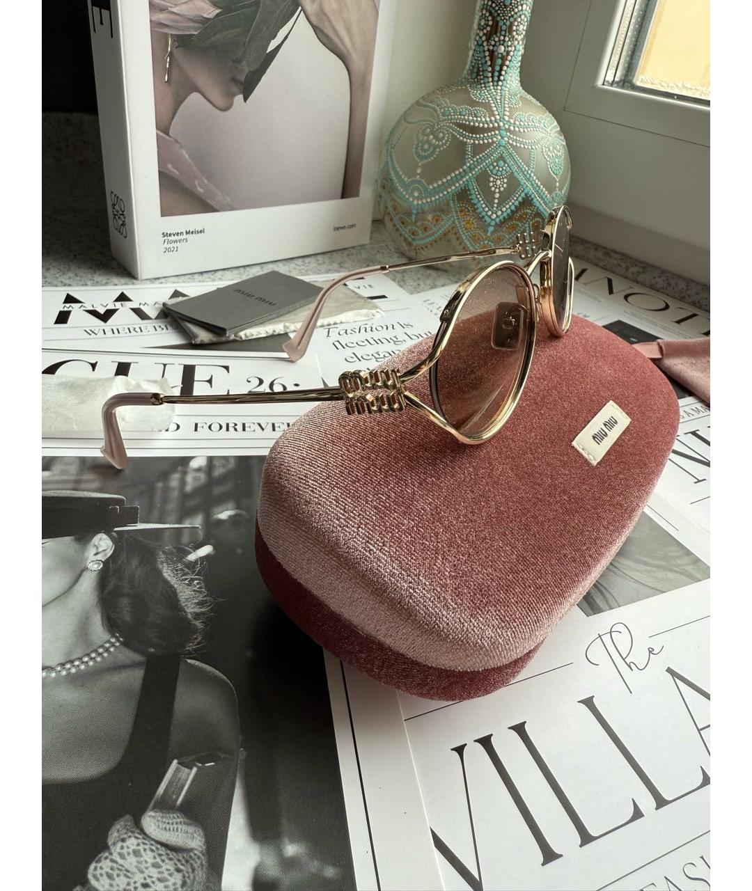 MIU MIU Розовые металлические солнцезащитные очки, фото 2