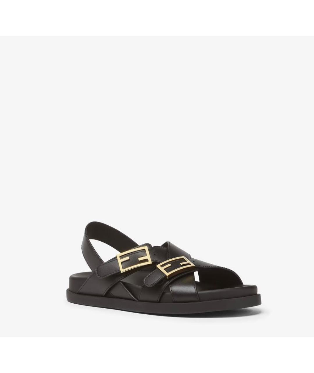 FENDI Черные кожаные сандалии, фото 2