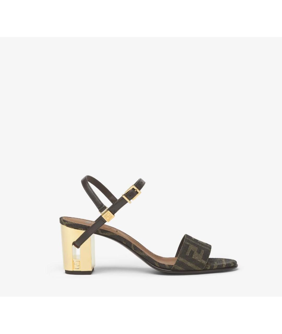 FENDI Хаки босоножки, фото 5