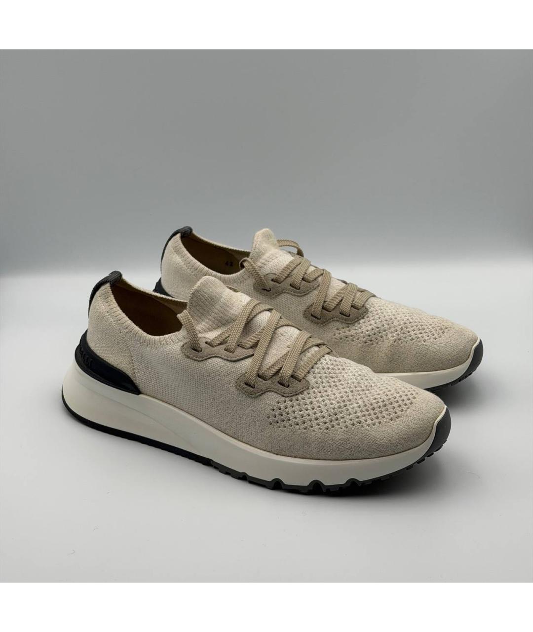 BRUNELLO CUCINELLI Бежевые низкие кроссовки / кеды, фото 5