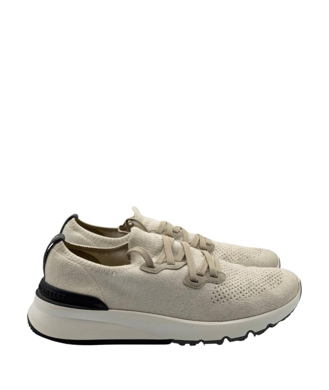 BRUNELLO CUCINELLI Бежевые низкие кроссовки / кеды, фото 1