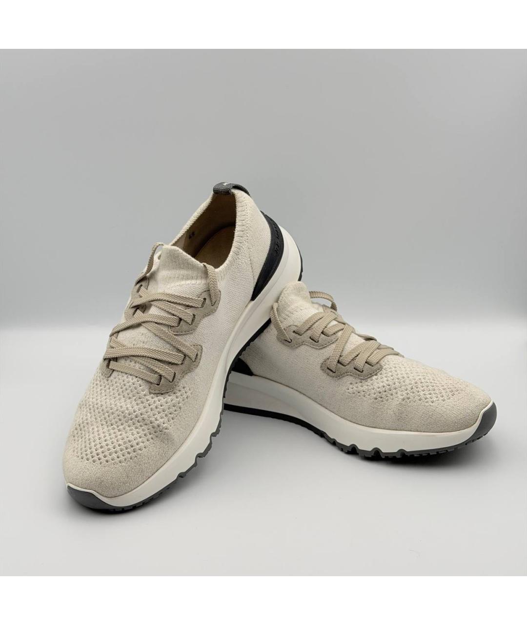 BRUNELLO CUCINELLI Бежевые низкие кроссовки / кеды, фото 4