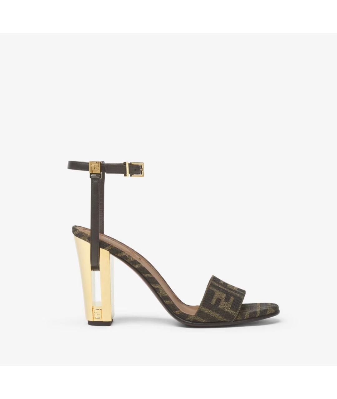 FENDI Хаки босоножки, фото 5