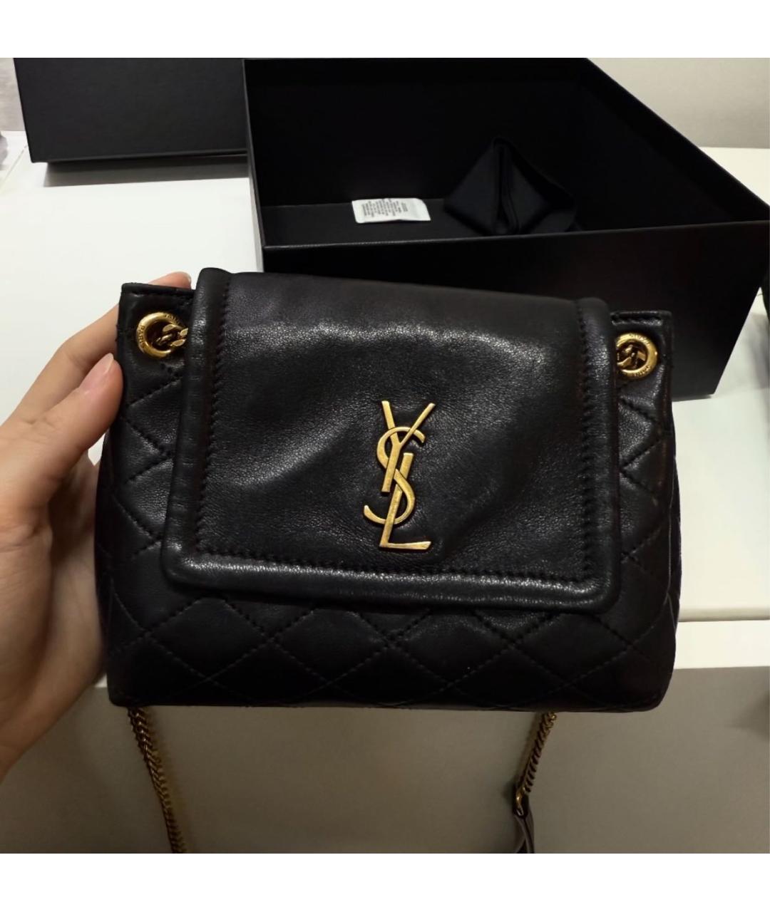 SAINT LAURENT Черная кожаная сумка через плечо, фото 6