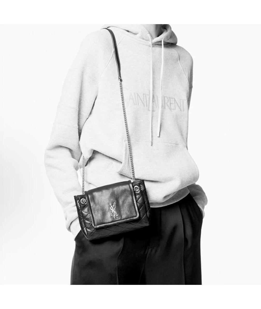 SAINT LAURENT Черная кожаная сумка через плечо, фото 5