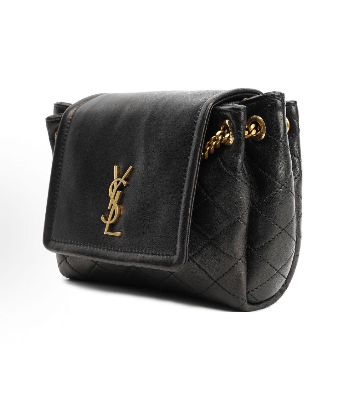 SAINT LAURENT Черная кожаная сумка через плечо, фото 2