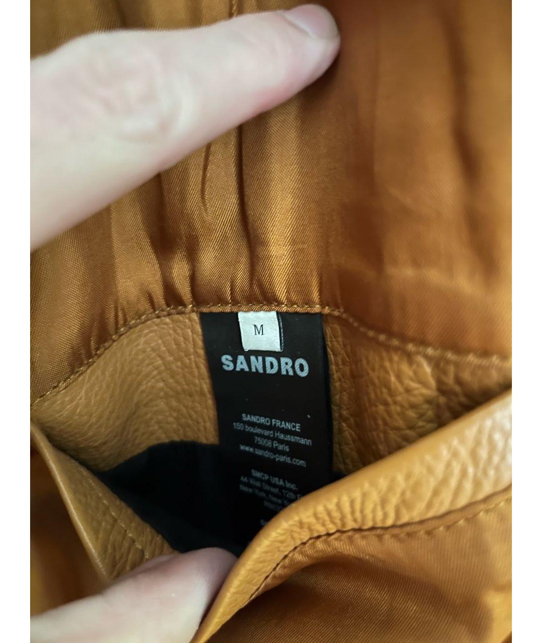 SANDRO Коричневая кожаная куртка, фото 3