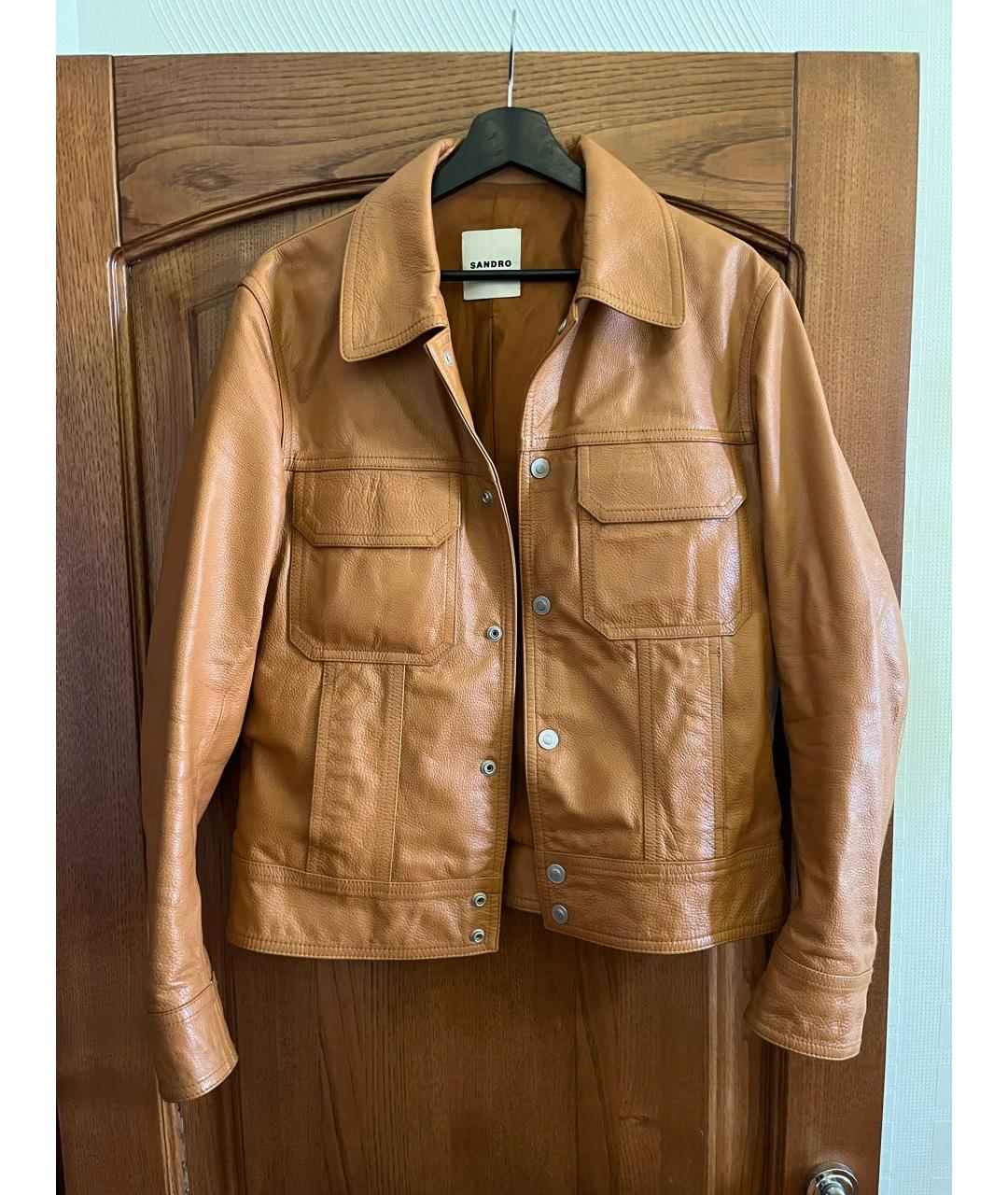 SANDRO Коричневая кожаная куртка, фото 5