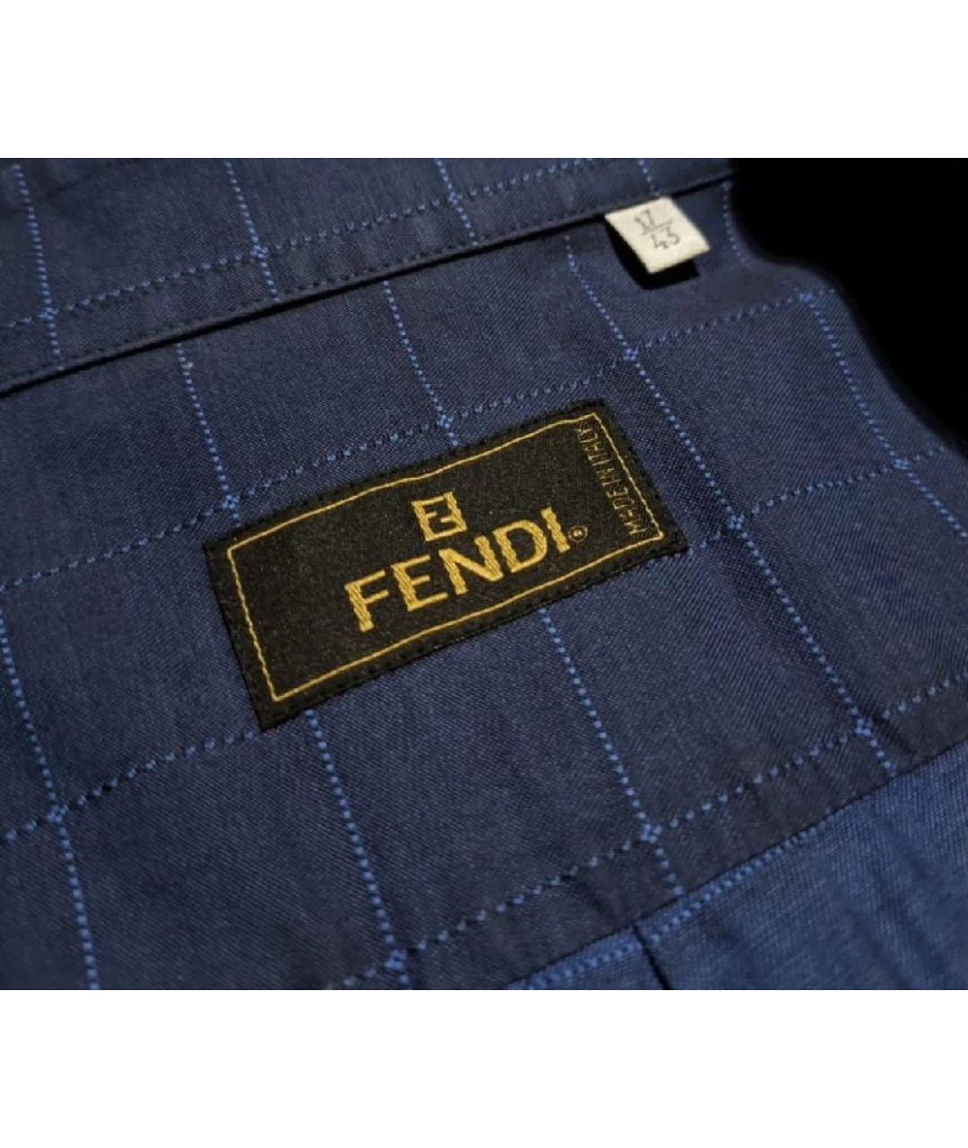 FENDI Темно-синяя хлопковая кэжуал рубашка, фото 4