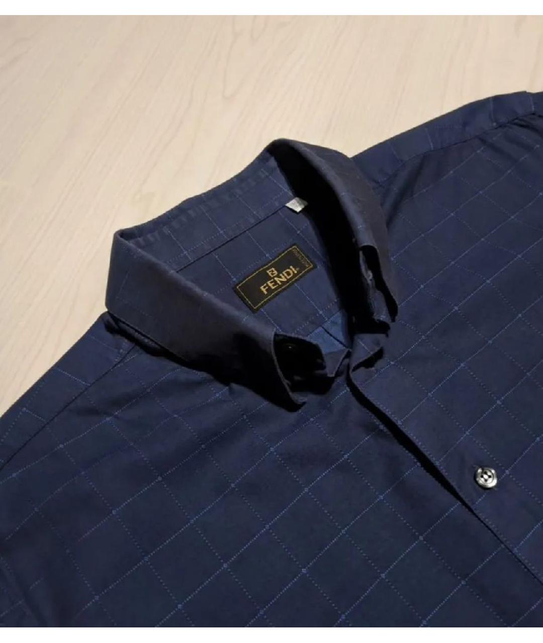 FENDI Темно-синяя хлопковая кэжуал рубашка, фото 3