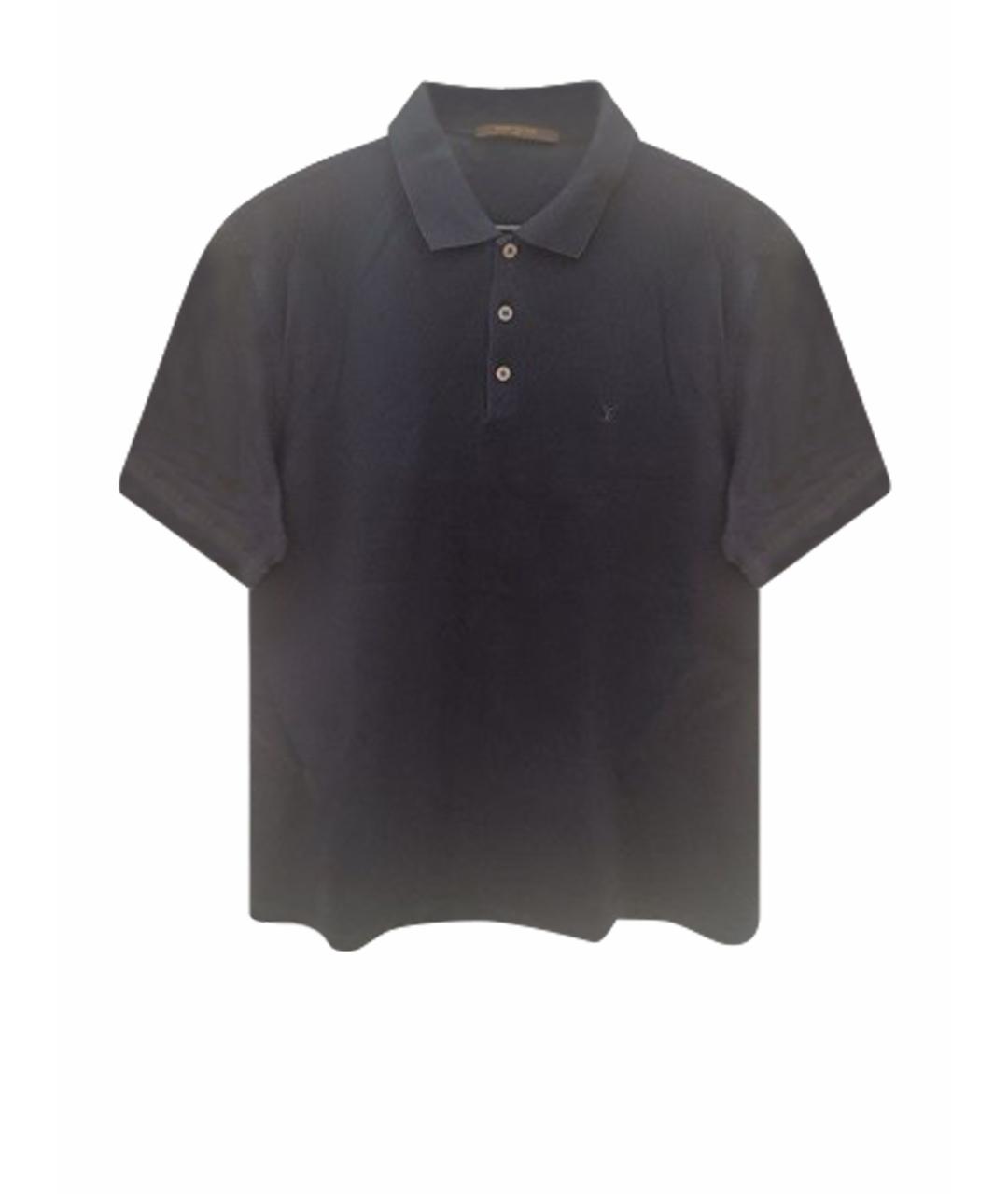 LOUIS VUITTON Темно-синее хлопковое поло с коротким рукавом, фото 1