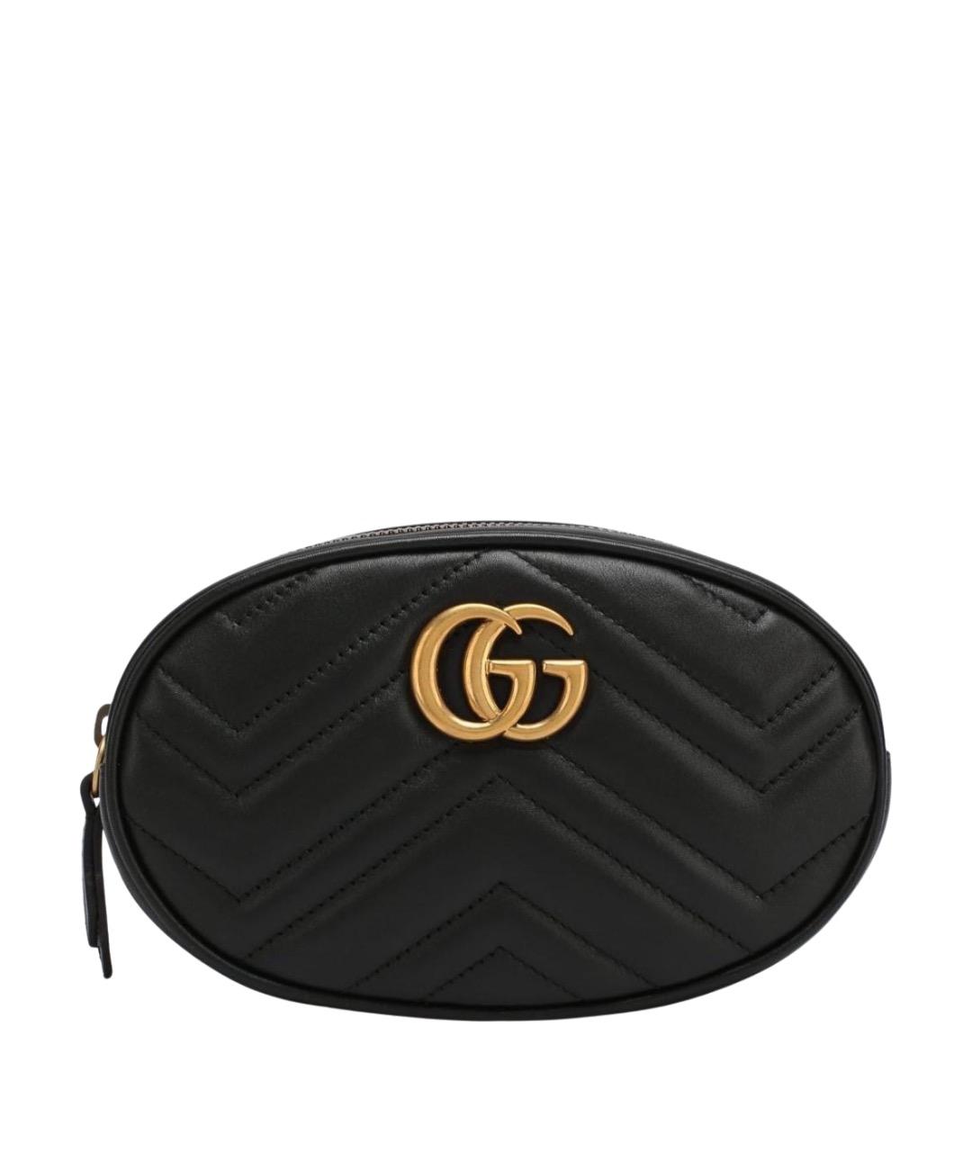 GUCCI Черная кожаная поясная сумка, фото 1