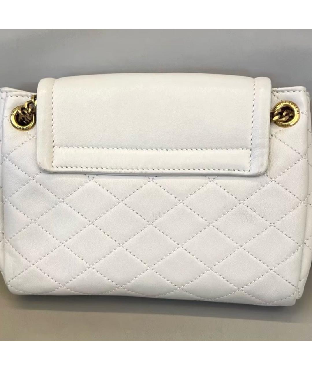 SAINT LAURENT Белая кожаная сумка через плечо, фото 3