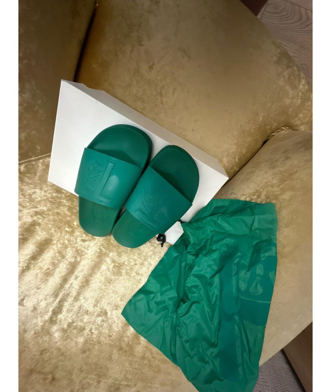 TOD'S Зеленые резиновые шлепанцы, фото 6