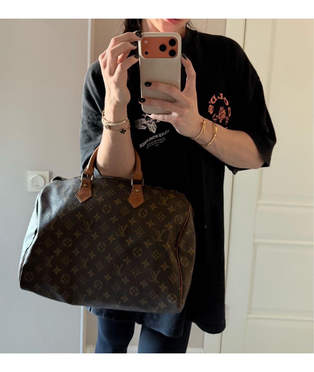 LOUIS VUITTON Коричневая сумка с короткими ручками, фото 2