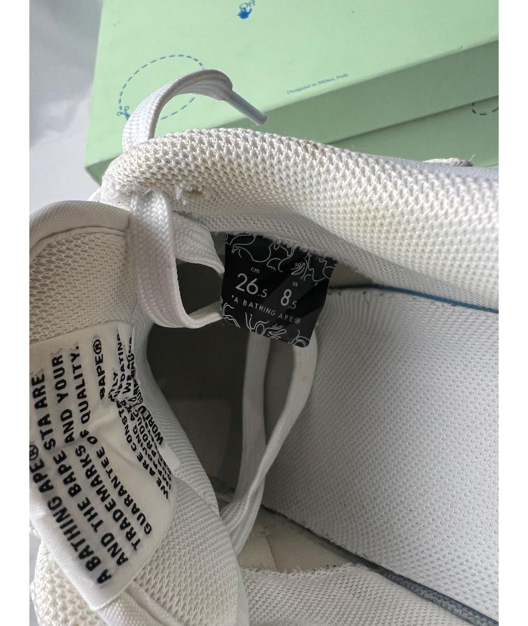 A BATHING APE Белые кожаные низкие кроссовки / кеды, фото 5