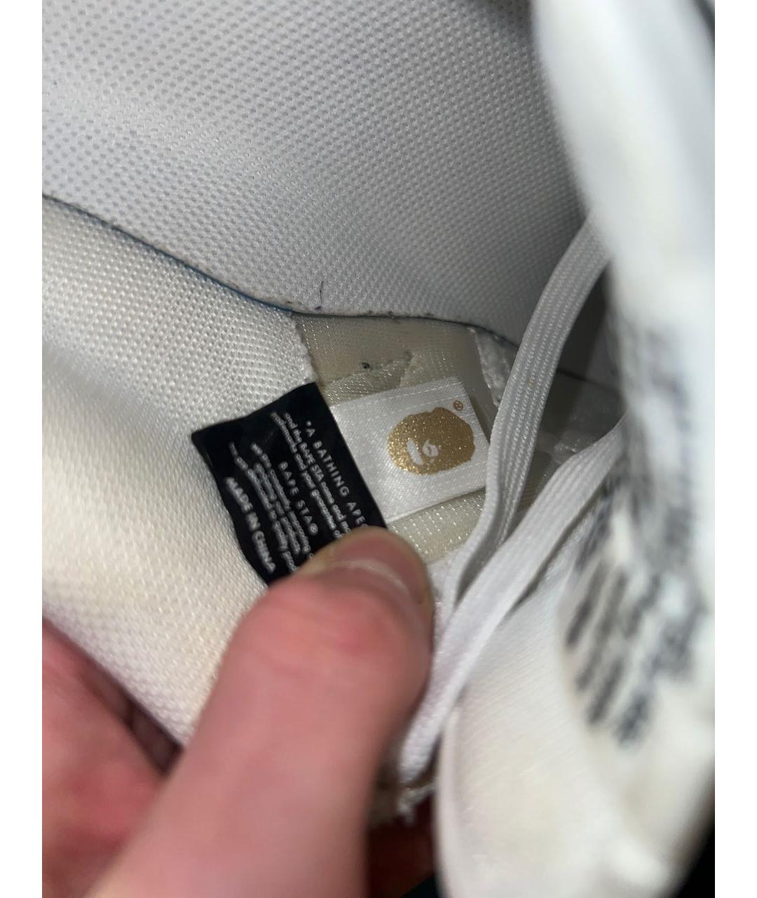 A BATHING APE Белые кожаные низкие кроссовки / кеды, фото 6
