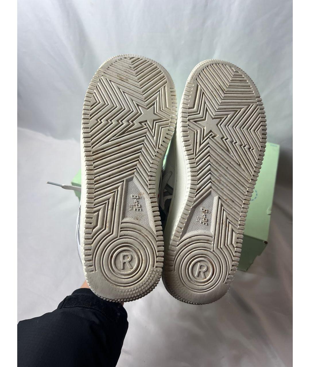 A BATHING APE Белые кожаные низкие кроссовки / кеды, фото 4