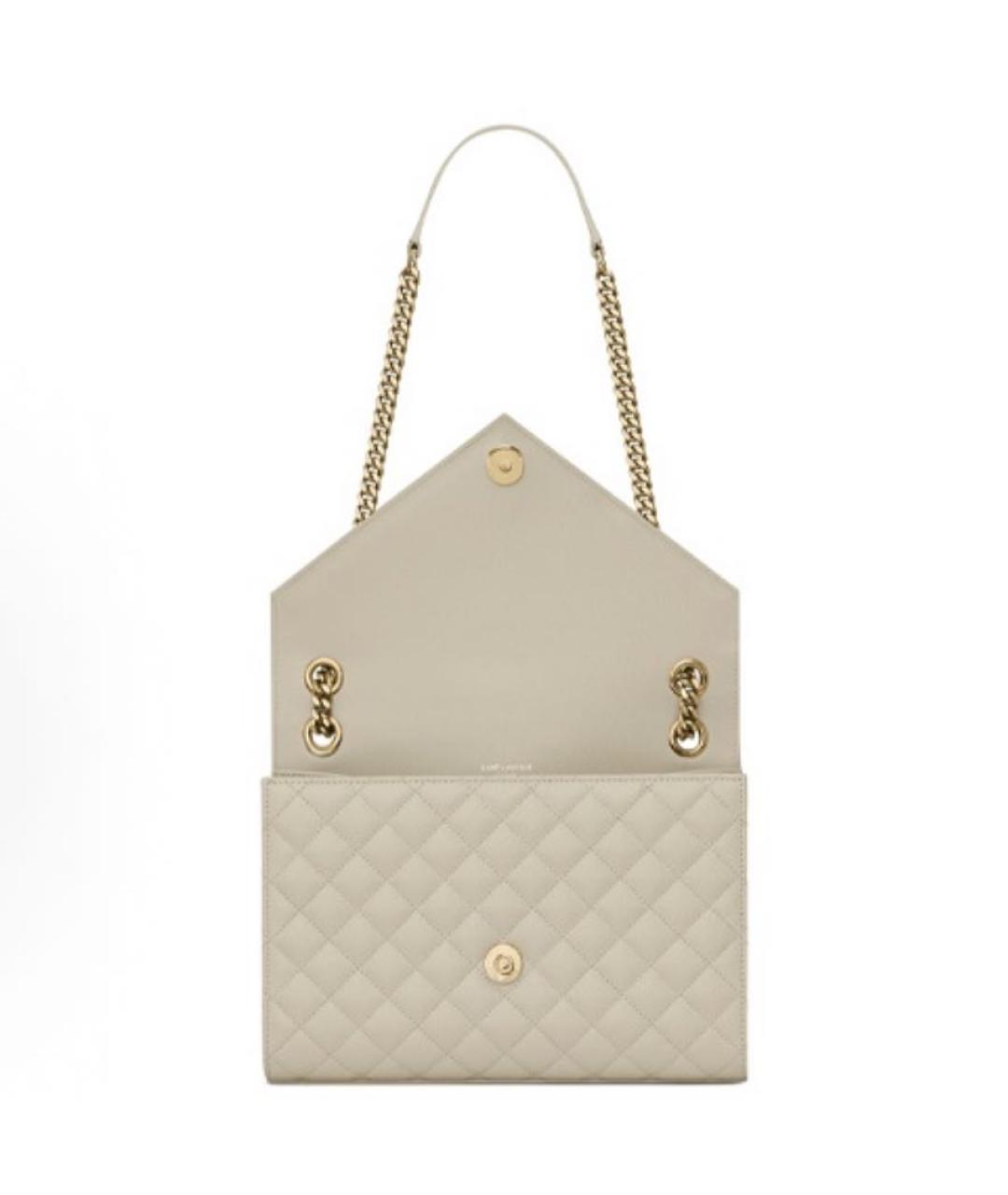 SAINT LAURENT Белая кожаная сумка через плечо, фото 3