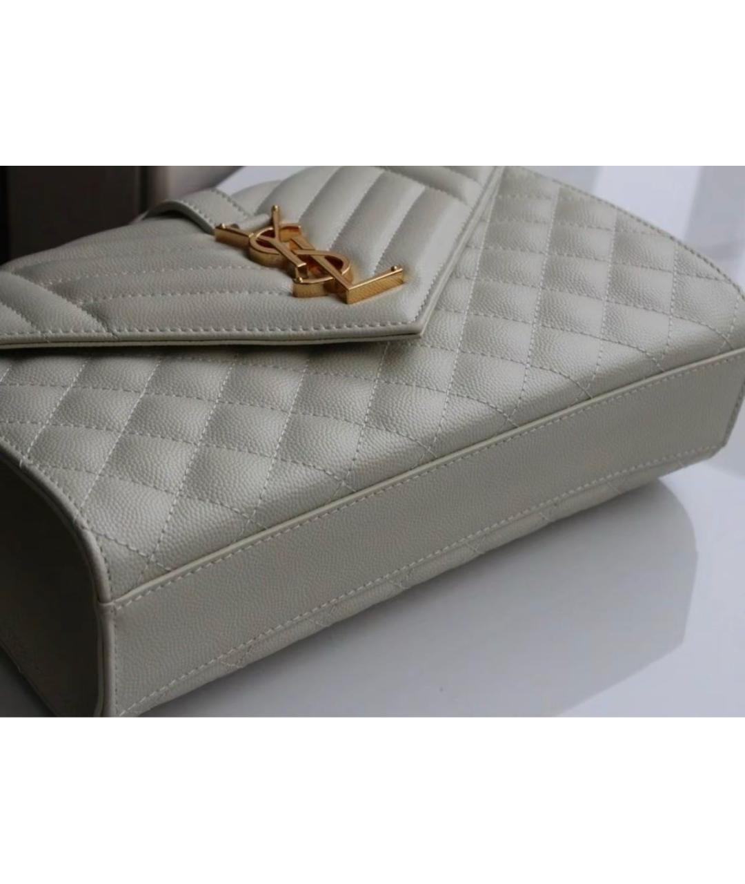 SAINT LAURENT Белая кожаная сумка через плечо, фото 7